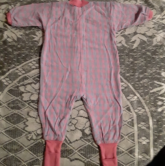 Snugabye Vintage BabyGirl 12M Pnk&Prpl Plaid Onsie - Picture 5 of 11